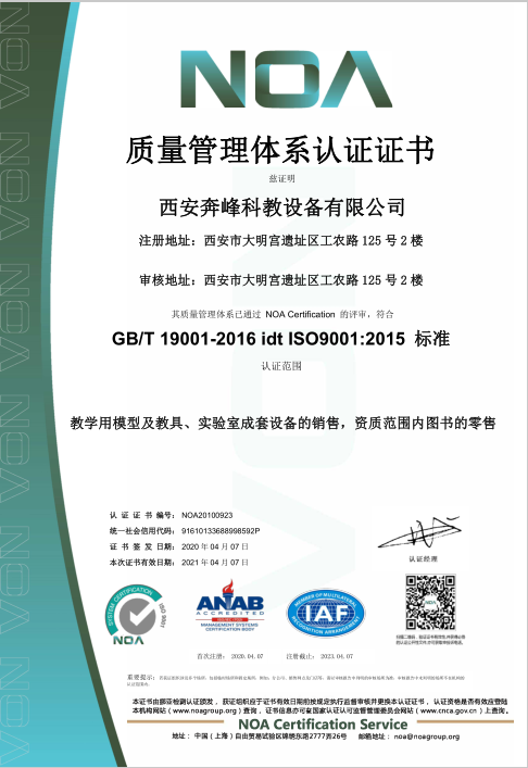 质量管理体系认证证书